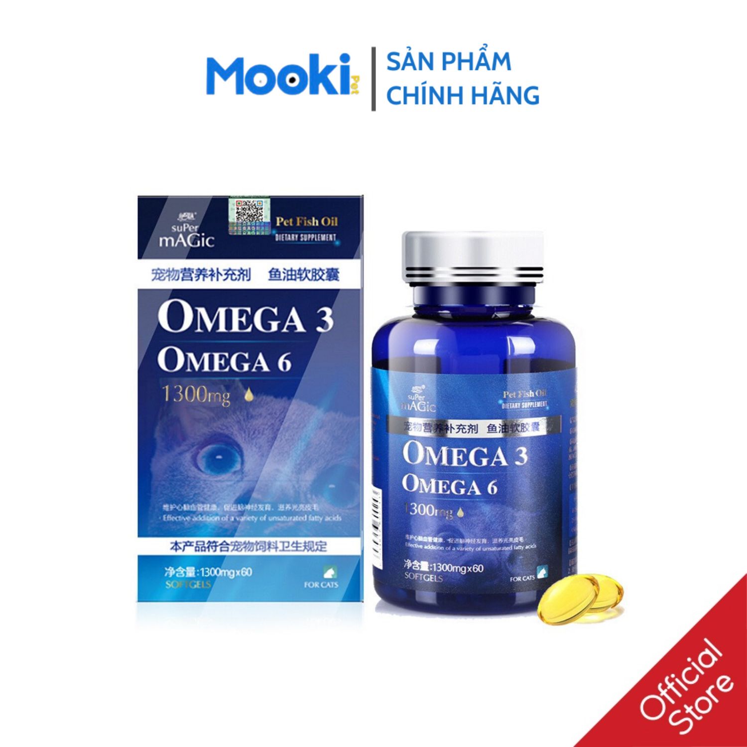 Dầu cá hồi dưỡng lông cho chó mèo omega3-6 bổ sung khoáng chất mookipet