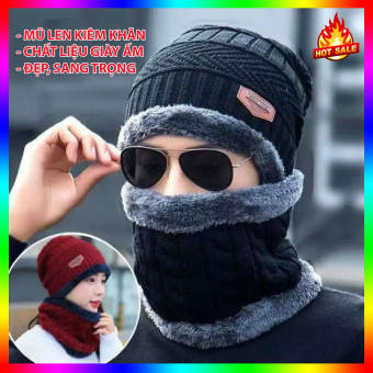 Set khăn mũ len cao cấp cho cả nam và nữ - Mũ nón kèm khăn len lót lông siêu ấm thời trang phong cách (shop giao màu khách lụa chọn)