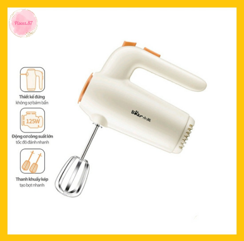 Máy đánh trứng cầm tay bear ddq-b01k1, công suất cao, 5 tốc độ