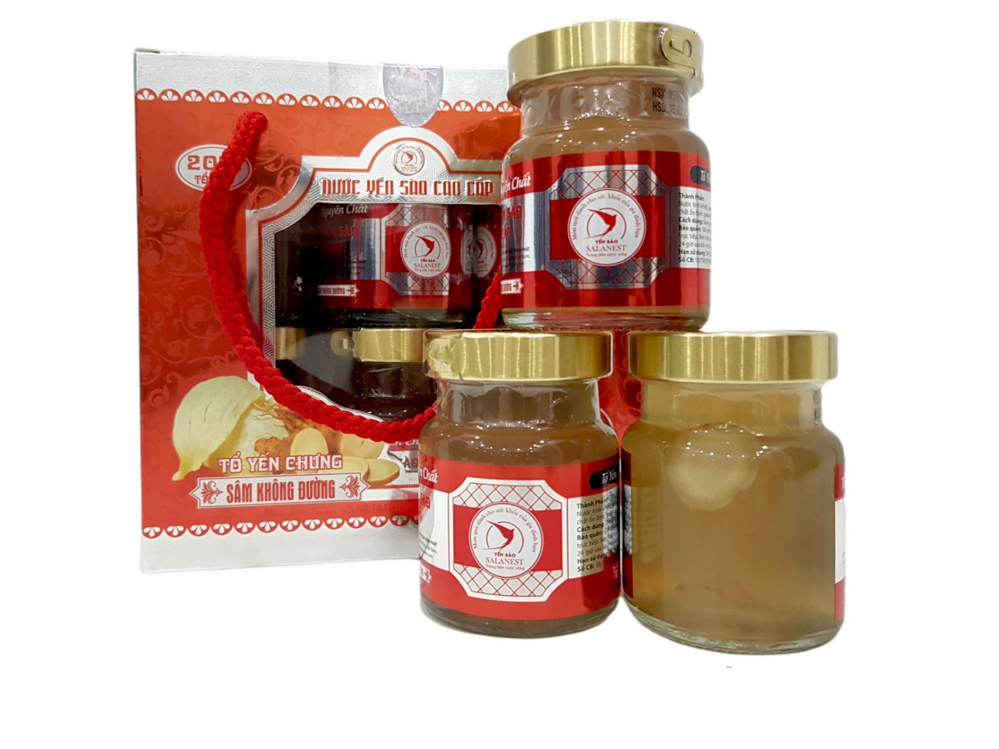 Salanest - Hộp 6 hủ - Nước yến sào chưng nhân sâm không đường và 20% yến tươi
