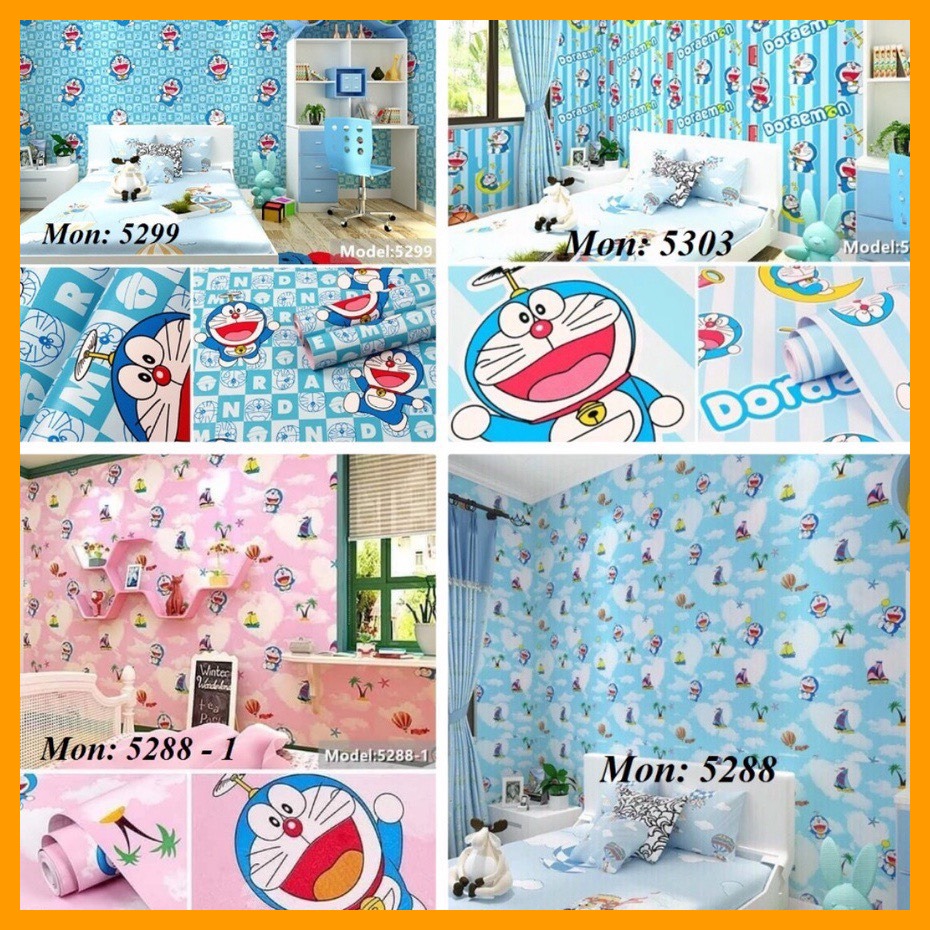 10m giấy dán tường keo sẵn doremon (10m x 45cm /cuôn).Độ bền cao keo bám chắc tuổi thọ giấy lâu.