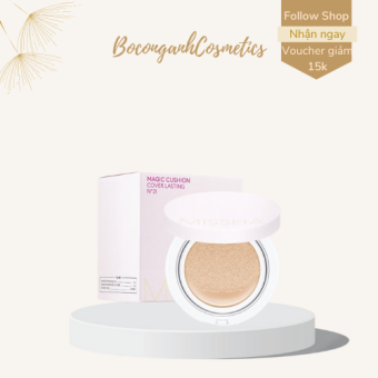 Phấn nước Missha Magic Cushion Cover Lasting SPF 50+ PA+++ hộp hồng tone 21 23 xinh xắn trẻ trung kiềm dầu tốt chính hãng 15g.