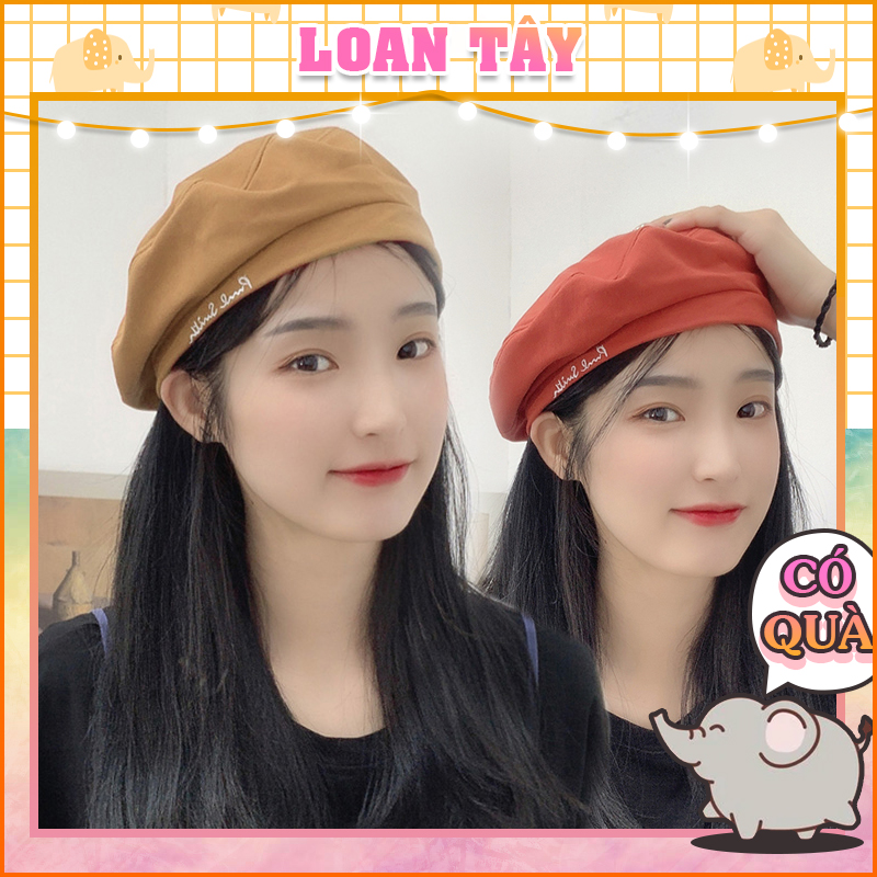 Mũ Vải Mũ Nồi Retro Màu Trơn Phối Chữ Ký P1890 - LoanTay