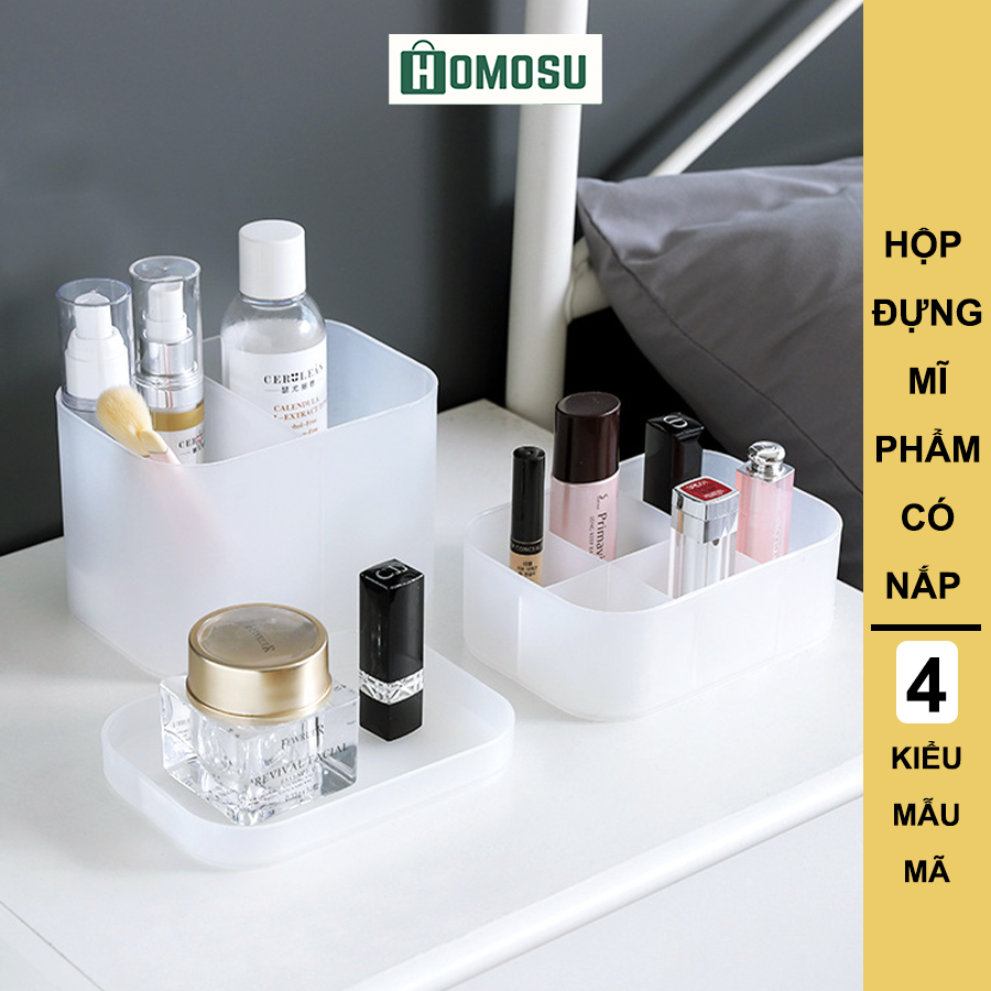 Hộp Đựng Mĩ Phẩm, Đựng Son Nhiều Ngăn Để Bàn Có Nắp Đa Năng R010