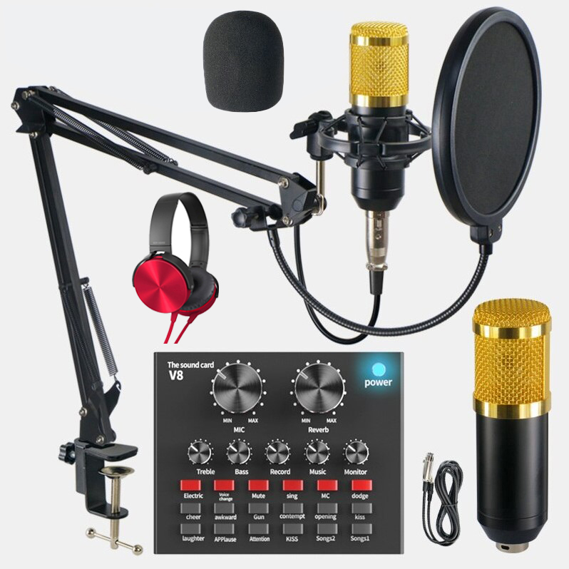 Combo Trọn Bộ Mic Thu Âm Livestream Hát Karaoke Online BM 900Card V8 Bluetooth Hiệu Ứng Âm Thanh Tiếng Vỗ Tay Tiếng Nhạc Cỗ Vũ Tiếng Hò Reo Làm Méo Tiếng Tăng Giảm Treb Bass Echo Giọng Hát Bh 1 Năm.