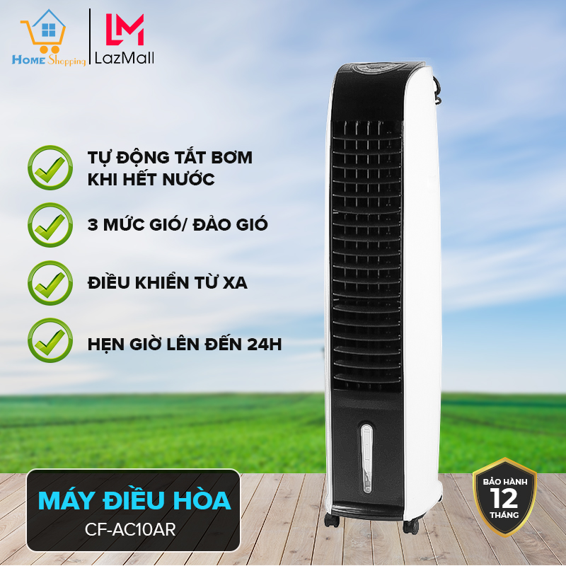 Quạt hơi nước, Quạt điều hòa không khí siêu mát, Quạt làm mát CF-AC10AR - Công suất 70W- Dung tích 10L -Điều khiển từ xa-Làm lạnh 4 chiều, tiện dụng, . Bảo hành lên đến 12 tháng. Bảo hành toàn quốc