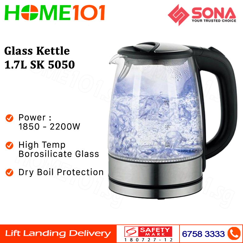 Home 2Liter Electric Kettle Borosilicate Glass Kettle 0.8Liter Glass Teapot with Filter 1500W