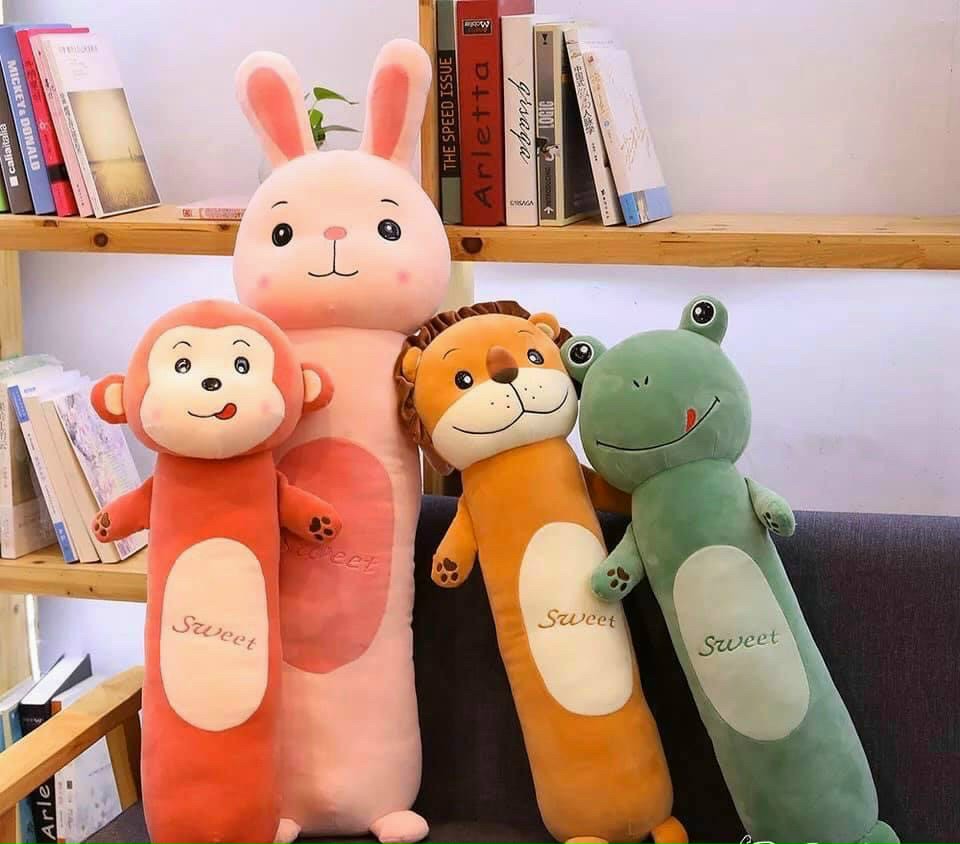Gối ôm cho bé, gối ôm hình thú đáng yêu 4 size 55cm, 70cm, 90cm, 110cm