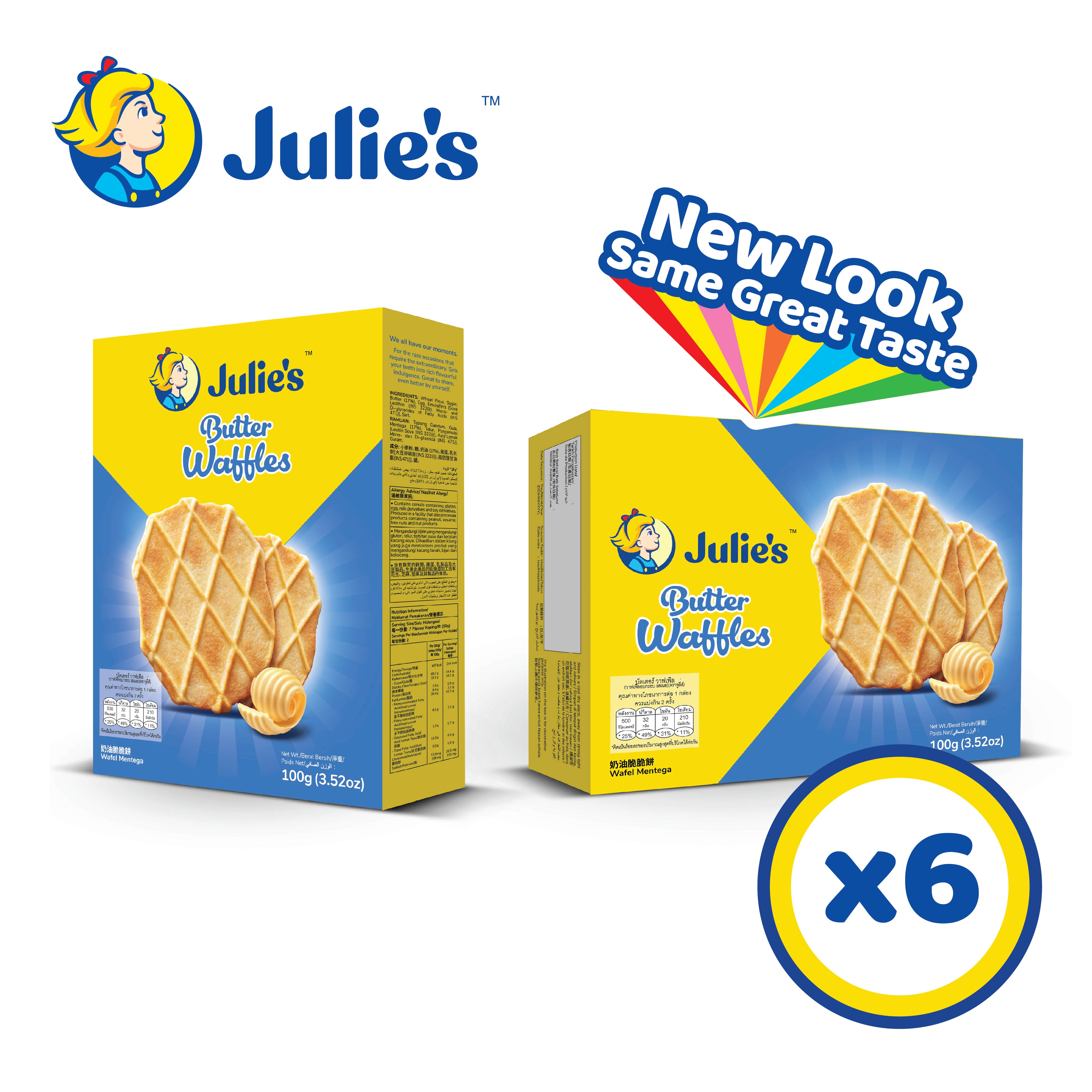 Julie’s Butter Waffles 100g x 6 pack