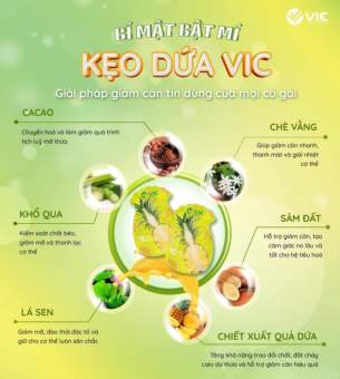 kẹo dứa giảm cân VIC Organic - giảm cân dứa - gói 7 viên chính hãng - shop  trường auth
