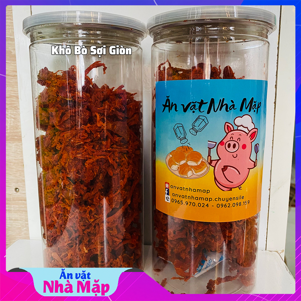 Khô bò sợi giòn cay lon 300gr - hàng ngon nhà làm