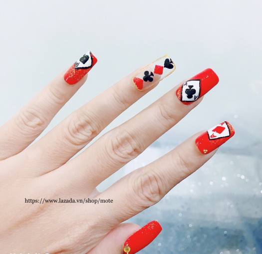 Móng tay úp nails hình lá bài thời trang 2 - tặng keo và dũa