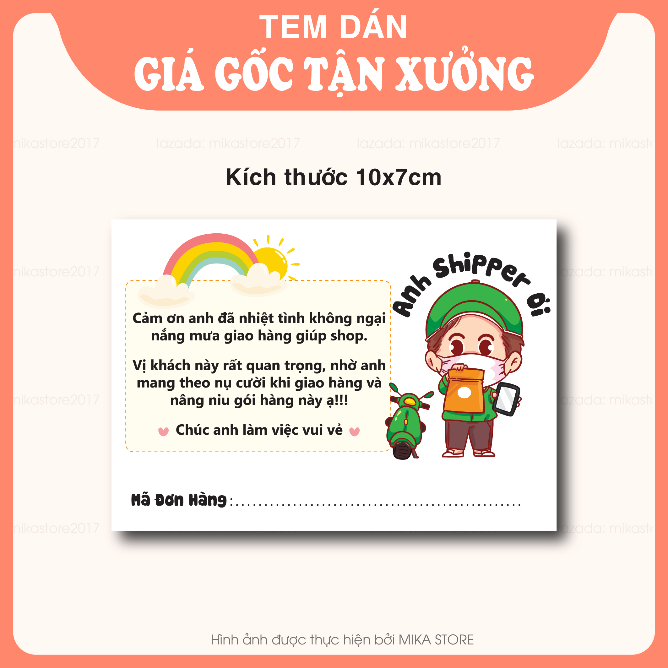 Tem dán cảm ơn shipper, tem dán thank you, ghi mã vận đơn cho shop