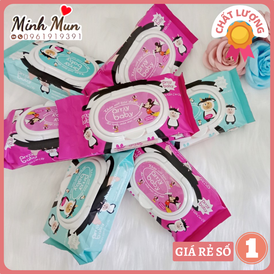 Combo 13 hộp khăn ướt 80 tờ amy baby kháng khuẩn cao cấp