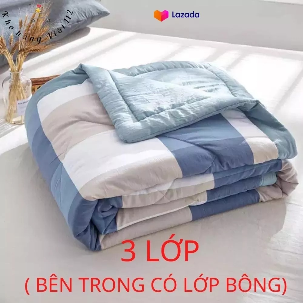 Chăn hè COTTON POLY trần bông 3 lớp kích thước 1m6x2m mền mùa hè mát lạnh 2 mặt