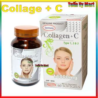 Viên uống đẹp da Collagen +C 1600mg Type 123 giảm thâm nám tàn nhang, ngừa nếp nhăn, chống lão hóa - Hộp 60 viên