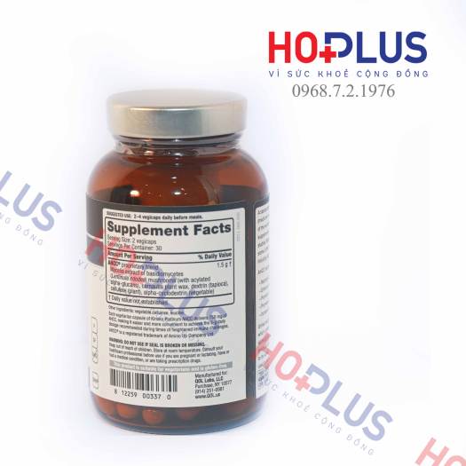 Viên uống AHCC Kinoko Platinum nhập khẩu từ Mỹ 750mg 60 viên tăng cường hệ miễn dịch, đào thải HPV - Hoplus