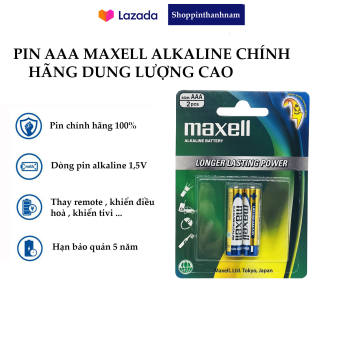 Pin AAA Maxell đũa alkaline LR03 vỉ 2 viên chính hãng