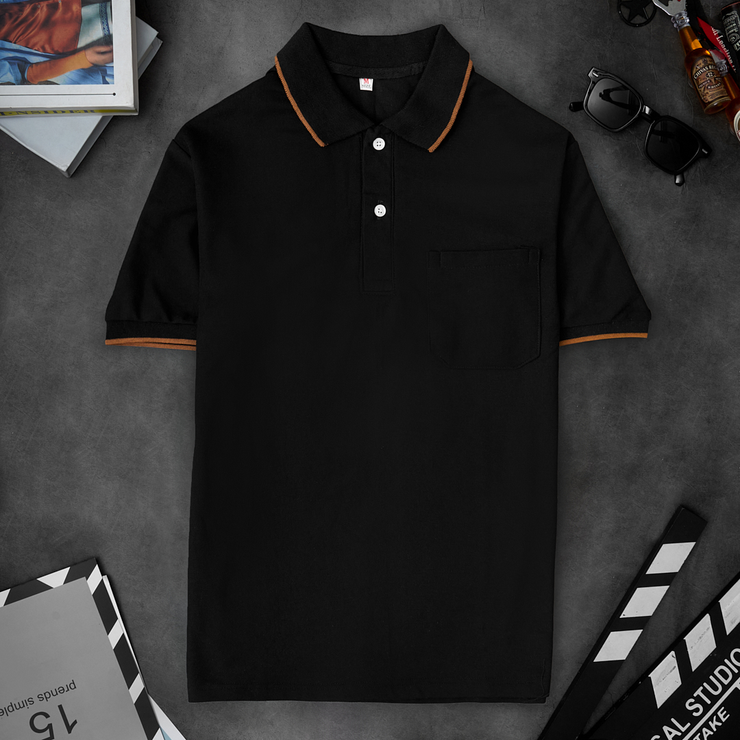 Áo thun Polo Nam cổ bẻ DONA08 thun basic cá sấu cộc tay vải cá sấu cotton đẹp phong cách trẻ trung chuẩn form màu đen sọc nâu