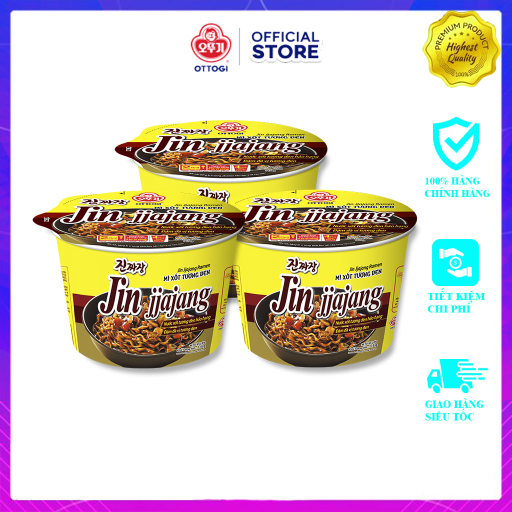 Combo 3 tô Mì Xốt Tương Đen Ottogi 115g