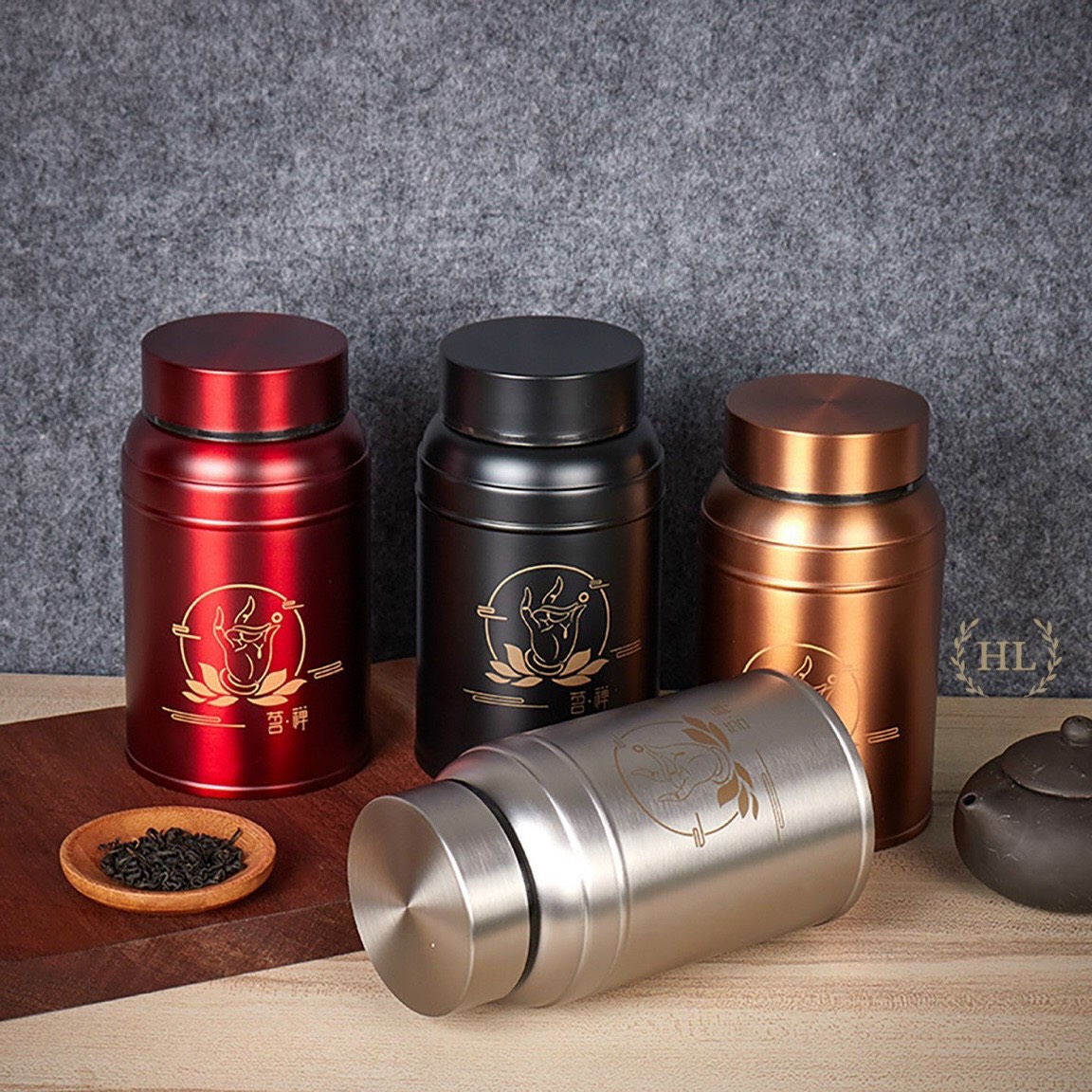 Hộp đựng trà inox 304, Lọ đựng chè siêu bền chống bám vân tay, Lọ đựng chè 2 lạng