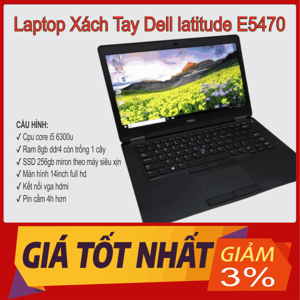 Laptop Dell latitude E5470 i5 ram 8gb ssd 256gb cực đẹp