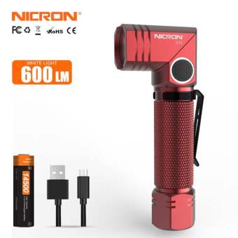 Đèn pin NICRON B74 LED rảnh tay Đầu kép có thể xoay 90 độ với kẹp chắc chắn 600LM / 700LM không thấm nước Đèn pin có thể sạc lại ngoài trời B74 Đỏ Xanh Vàng Đen Xám Ánh sáng