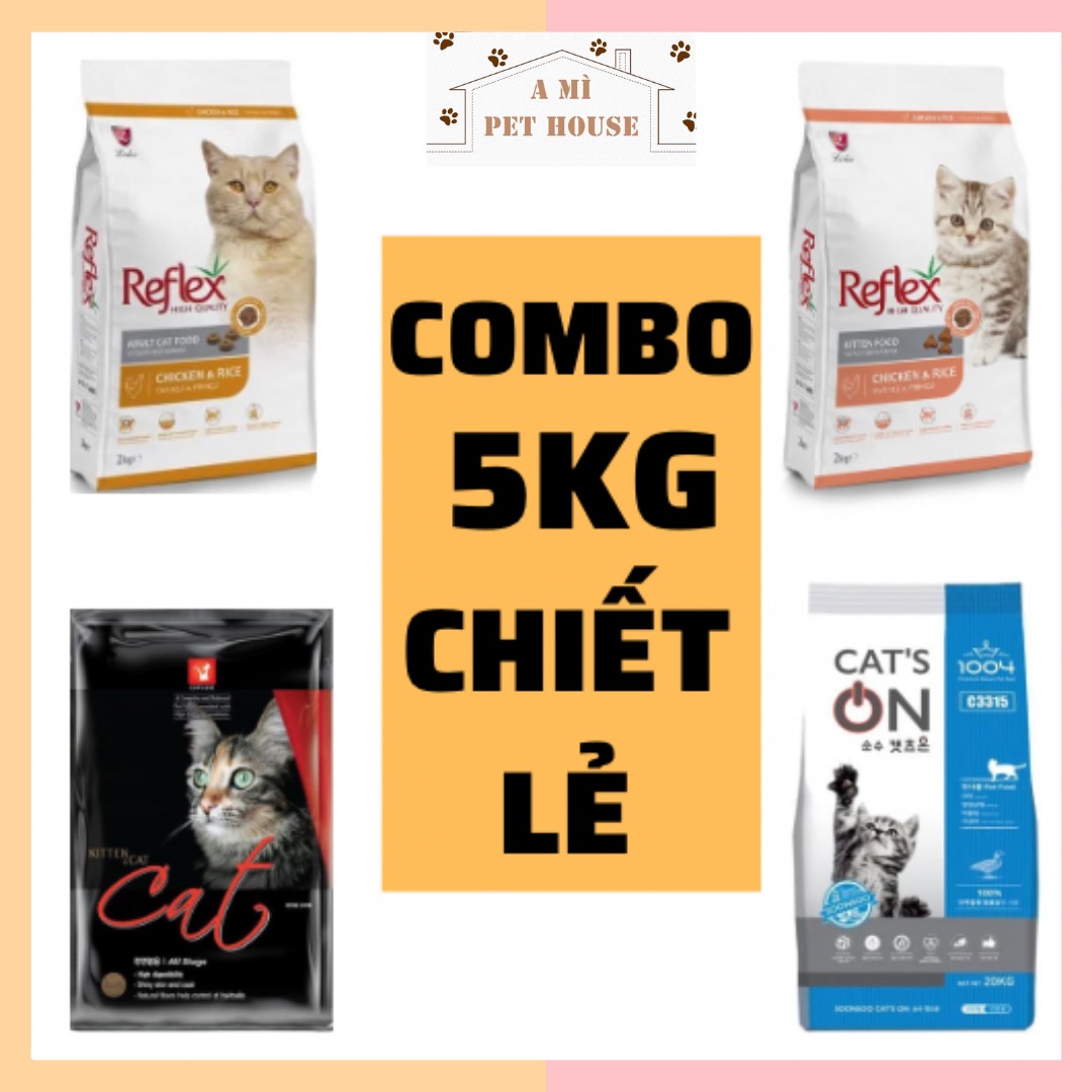 Combo 5kg hạt chiết lẻ thức ăn cho mèo - hạt khô cho mèo