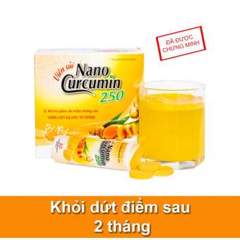 Viên sủi NANO CURCUMIN 250 - Bảo vệ niêm mạc dạ dày, ruột, giúp giảm nhanh viêm loét dạ dày, tá tràng. Trào ngược dạ dày, thực quản.