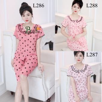 Đồ bộ nữ, Quần áo mặc nhà, mẫu lửng cổ sen vải đũi mềm mát ngày hè