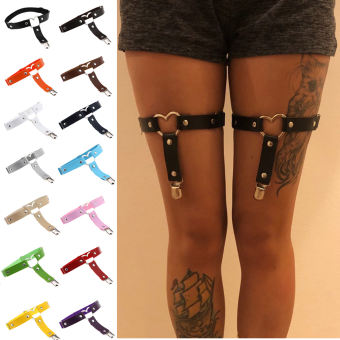 kq0 Đen Punk Harajuku Da Pu Cho Nữ Đùi Khai Thác Đai Nịt Bít Tất Trái Tim Dây Nịt Bít Tất Chân