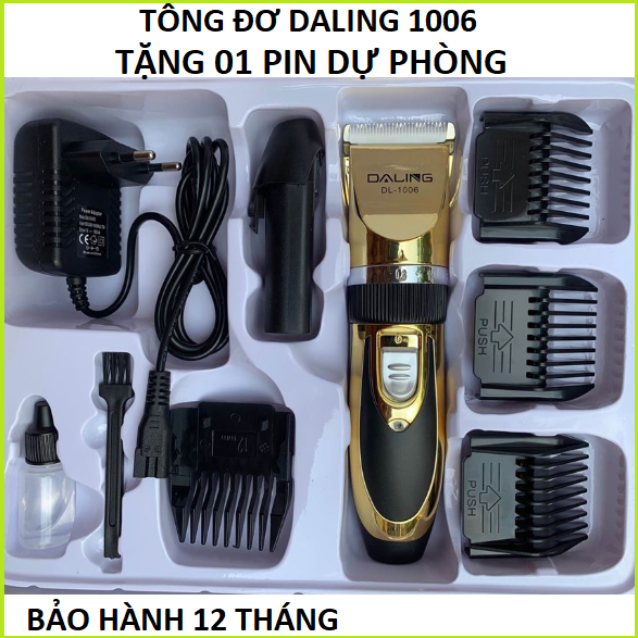Tông Đơ Cắt Tóc Daling 1006, Tặng 1 Pin Dự Phòng, Bảo Hành 12 Tháng, Tăng Đơ Cắt Tóc Không Dây Cao Cấp