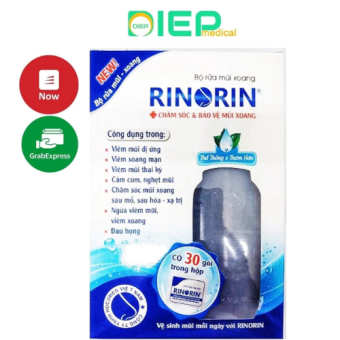 RINORIN (Bình + 30 gói muối rửa) HOẶC (Hộp 30 gói muối) - Bộ rửa mũi xoang kèm 30 gói hỗn hợp rửa mũi
