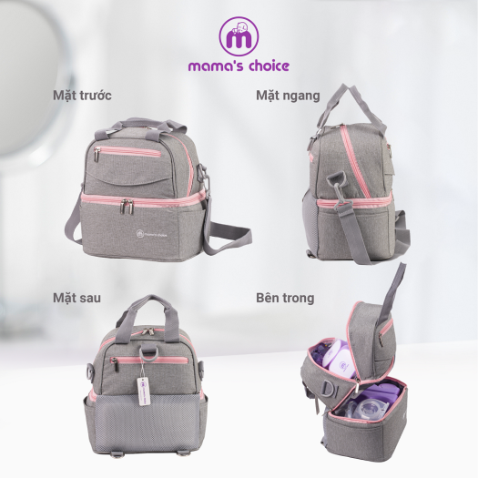 Balo Mẹ Bỉm Sữa Mama’s Choice 4in1, Giữ Nhiệt và Bảo Quản Sữa Mẹ, Chất Liệu Cao Cấp Thời Trang Hiện Đại