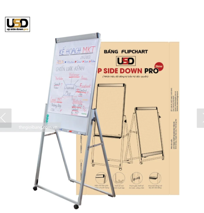 Bảng Flipchart UpSideDown Pro Tân Hà - Kích Thước 600x1000mm, 900x1200mm - Tặng Kèm Phụ Kiện