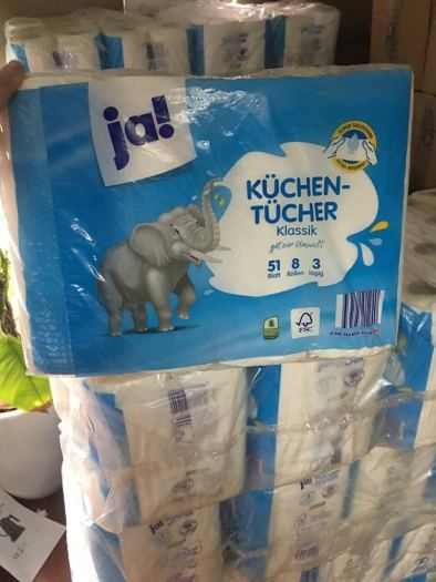 GIẤY NHÀ BẾP ĐA NĂNG JA 3 LỚP MUA TẠI ĐỨC BỊCH 4 CUỘN VÀ BỊCH 8 CUỘN