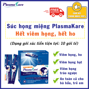 Combo 10 túi Súc họng Nano Bạc PlasmaKare dạng túi tiện dụng, đột phá giải pháp tại chỗ cho Ho, viêm họng, amidan, khản tiếng, Nhanh chóng, tiện lợi, an toàn.