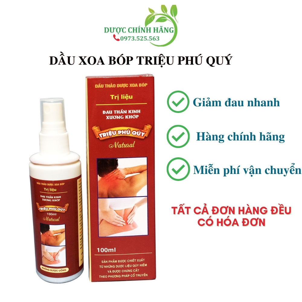 Dầu thảo dược xoa bóp Triệu Phú Quý 100ml chai xịt