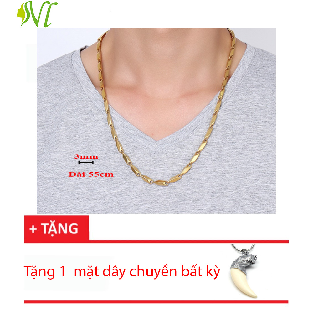 Dây chuyền inox nam hỏa tiển tặng nanh không đen dị ứng