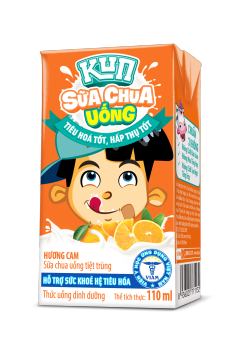 KUN _ Sữa Chua Uống Hương Cam Thùng 48 Hộp x 110ml
