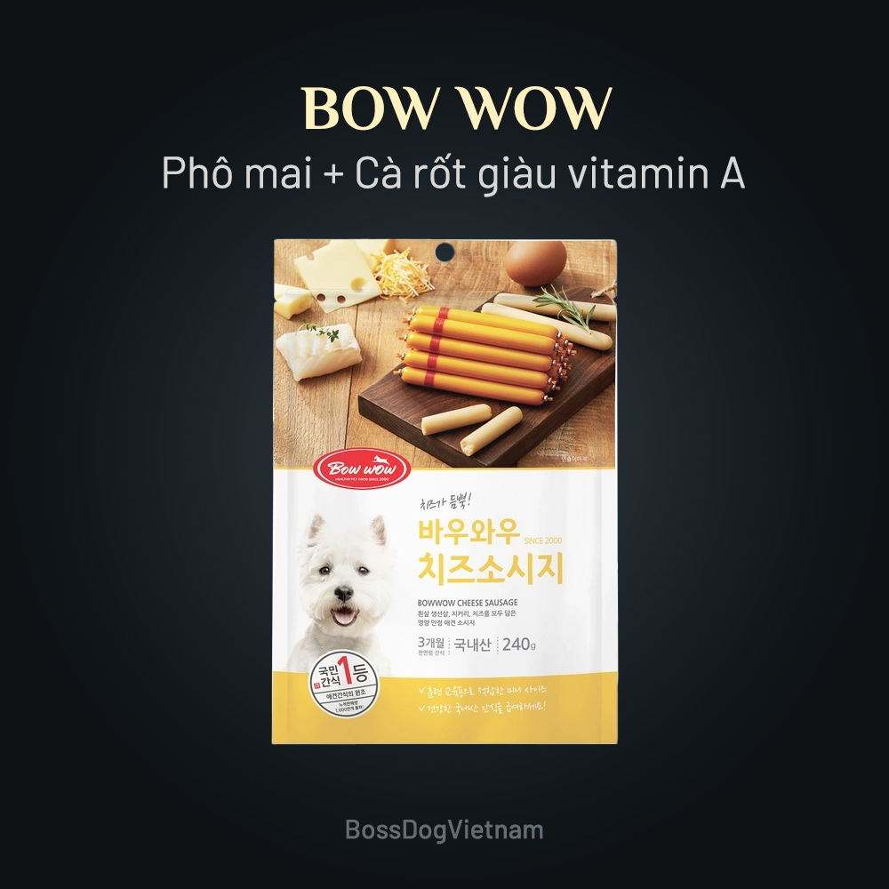 Xúc xích phô mai - Đồ ăn chó mèo - Bổ sung canxi - Phù hợp poodle, corgi, husky, alaska, pug, v.v | BossDog