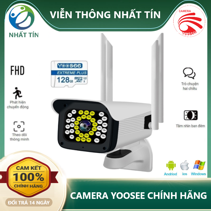 Camera wifi yoosee 4 râu full hd 5.0mpx trang bị 36 led , đàm thoại 2 chiều, chuyên dụng ngoài trời bh 5 năm
