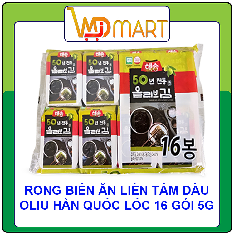 Lốc 16 gói rong biển khô tẩm gia vị ăn liền hàn quốc gói 5g