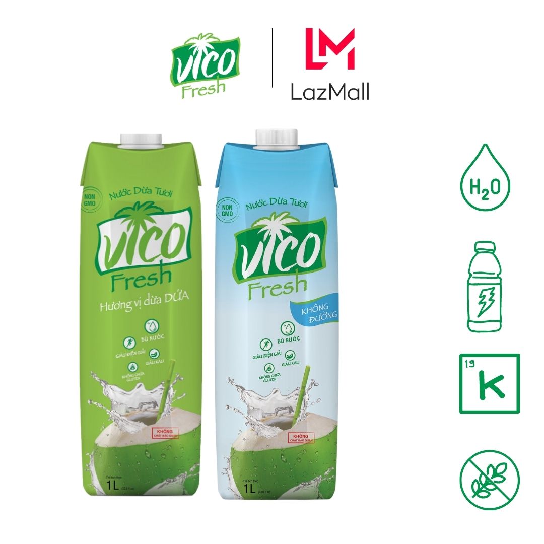 COMBO 2 HỘP 1L NƯỚC DỪA VICO FRESH (DỨA, NATURAL)