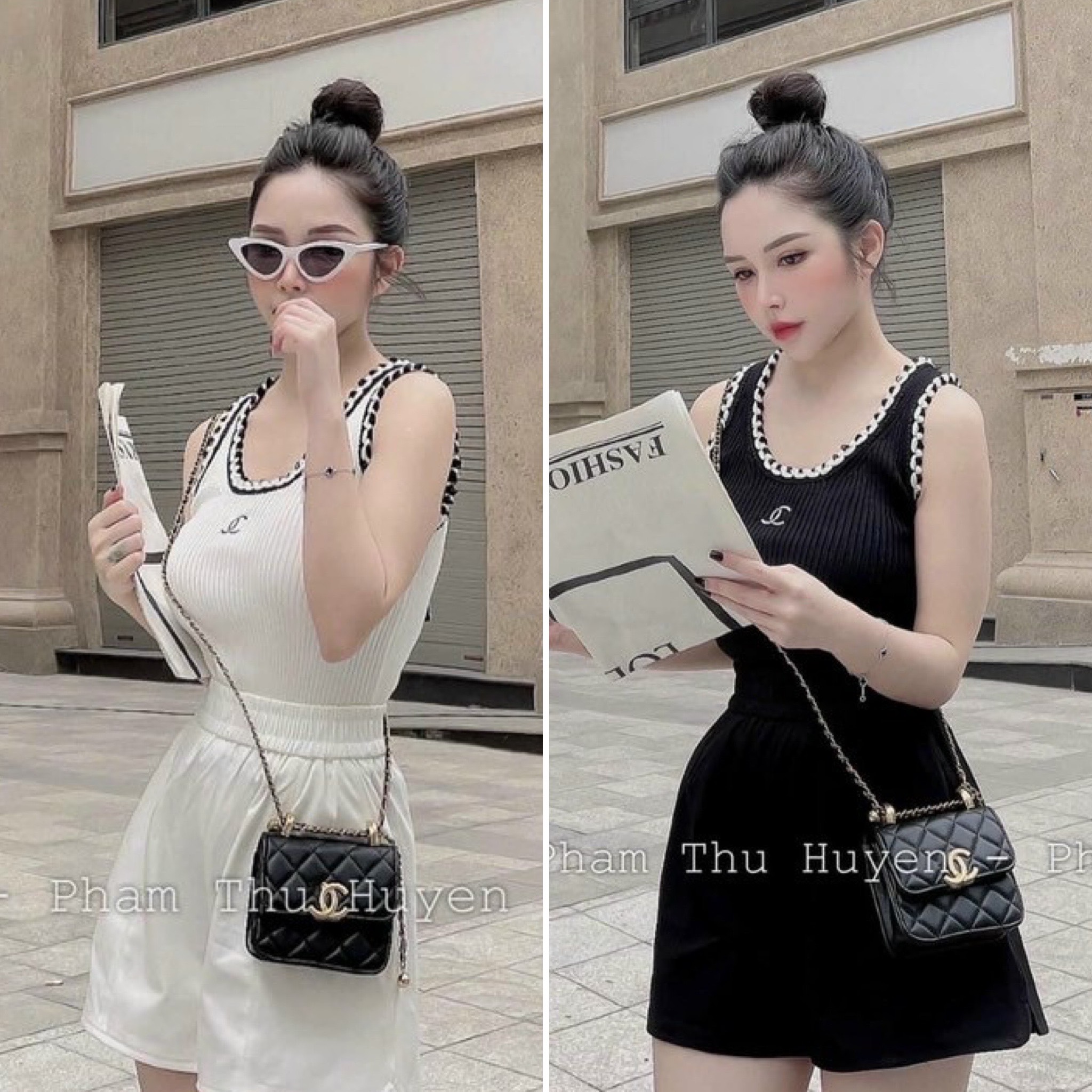 Áo len mongtoghi ba lỗ viền sóng thêu CN
