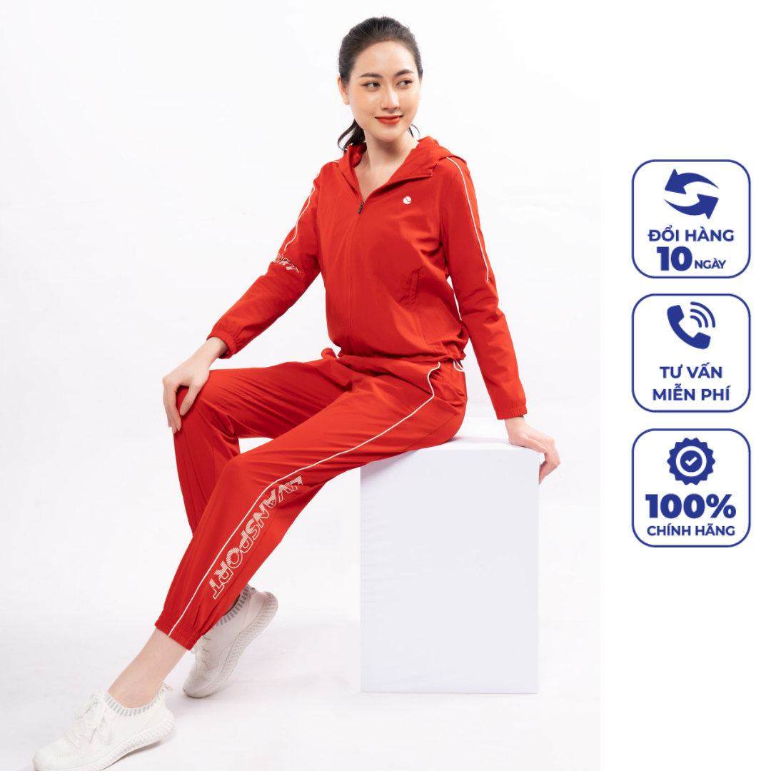 Bộ đồ gió áo khoác quần jogger nữ livan empower màu cam