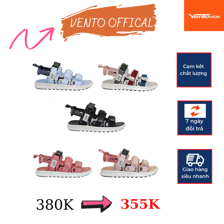 [HCM]Giày Sandal Nữ VENTO đế cao 3cm với họa tiết hoạt hình nổi bật quai sau có thể tháo rời làm dép NB80