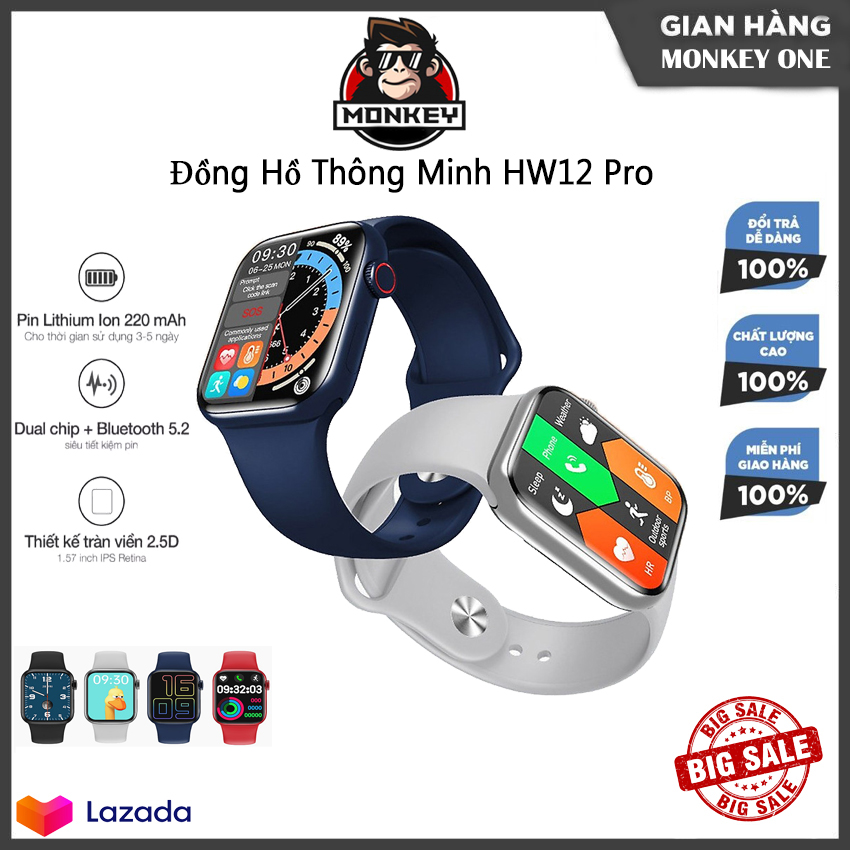 Đồng Hồ Thông Minh Nữ, Nam Thời Trang - Smart Watch - Đồng Hồ Thông Minh HW12 - Đồng Hồ Đeo tay Xịn - Điện Tử, Học Sinh, Định Vị - Nghe Gọi Nhận Thông Báo, Đo Nhịp Tim, Hoạt Động Thể Thao BH 1 NĂM