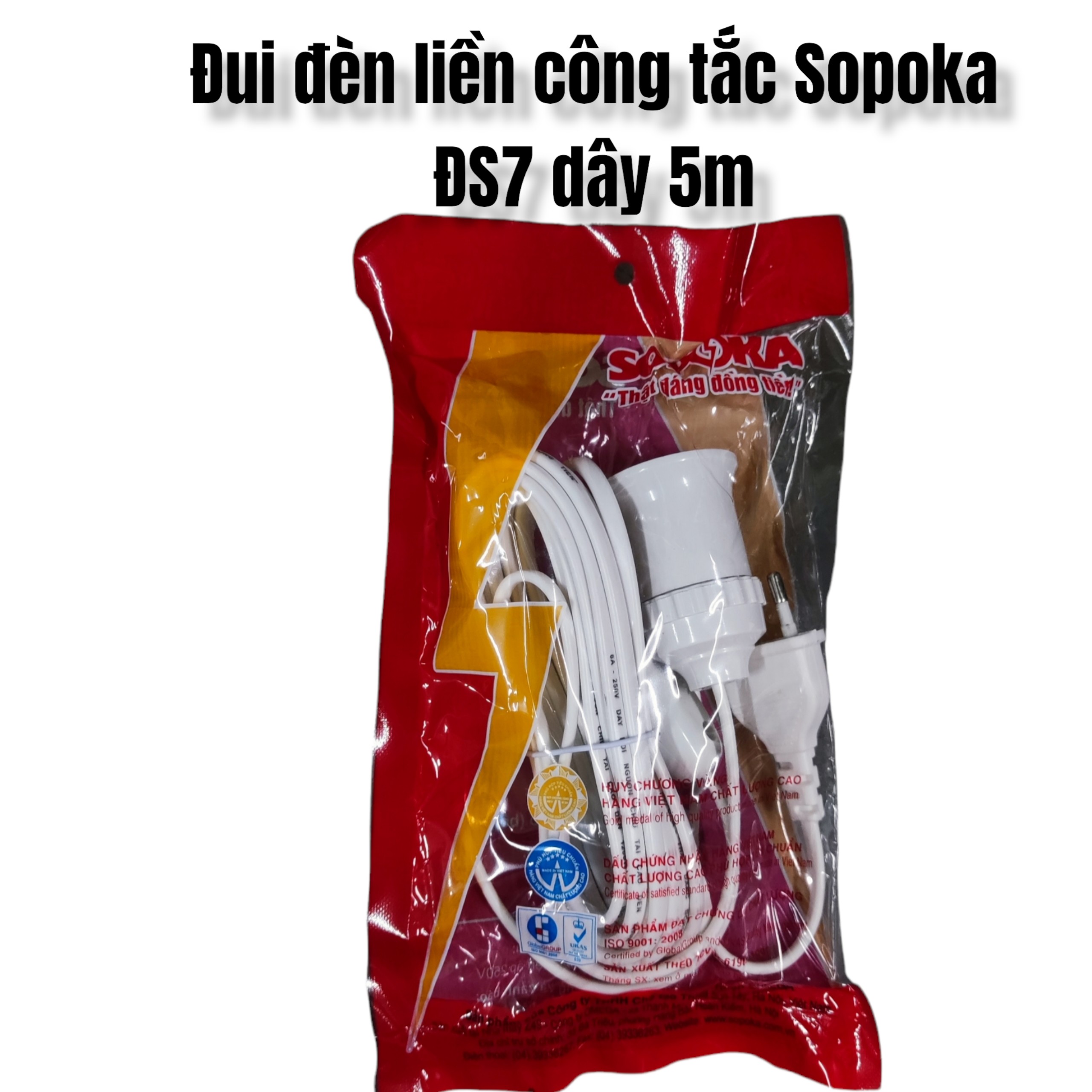 Phích cắm có đui đèn liền công tắc dây dài 5m ĐS7 - Sopoka