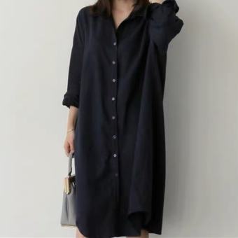 Váy Sơ Mi Nữ Dáng Dài Form Rộng Suông, Đầm Sơ Mi Nữ Dài Tay Phong Cách Hàn Quốc A22